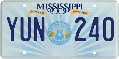 MS license plate YUN240