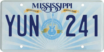 MS license plate YUN241