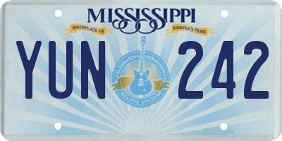 MS license plate YUN242