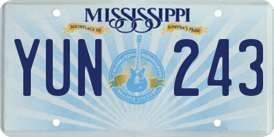 MS license plate YUN243
