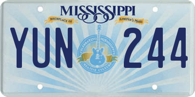 MS license plate YUN244