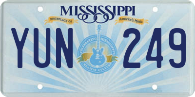 MS license plate YUN249