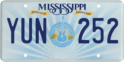 MS license plate YUN252