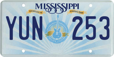 MS license plate YUN253