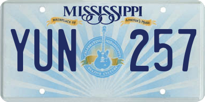 MS license plate YUN257