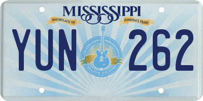 MS license plate YUN262