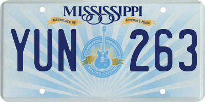 MS license plate YUN263