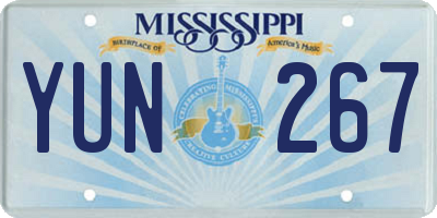 MS license plate YUN267