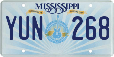 MS license plate YUN268