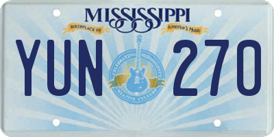 MS license plate YUN270