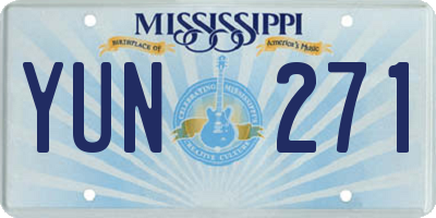 MS license plate YUN271