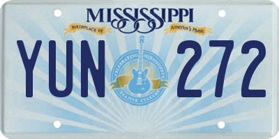 MS license plate YUN272
