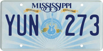 MS license plate YUN273