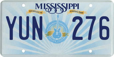 MS license plate YUN276