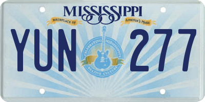 MS license plate YUN277