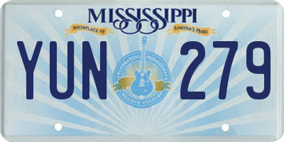 MS license plate YUN279