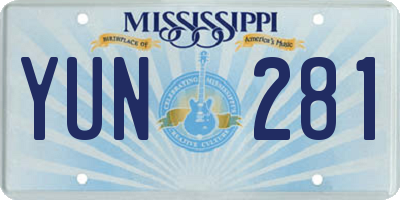 MS license plate YUN281
