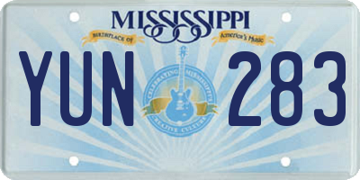 MS license plate YUN283