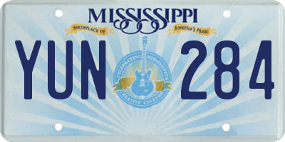 MS license plate YUN284