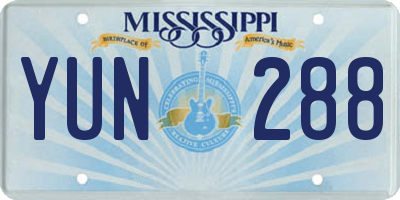 MS license plate YUN288