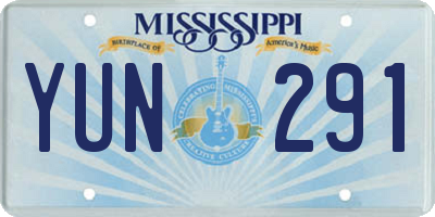 MS license plate YUN291