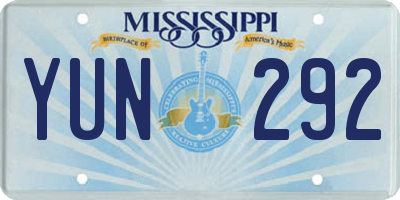 MS license plate YUN292