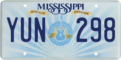 MS license plate YUN298