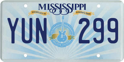 MS license plate YUN299