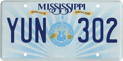 MS license plate YUN302