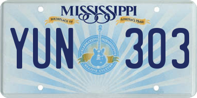 MS license plate YUN303
