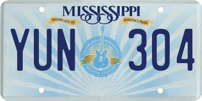 MS license plate YUN304