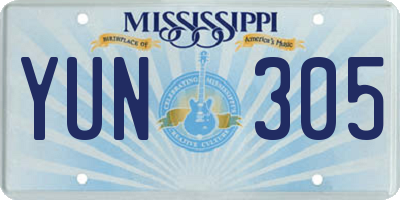 MS license plate YUN305