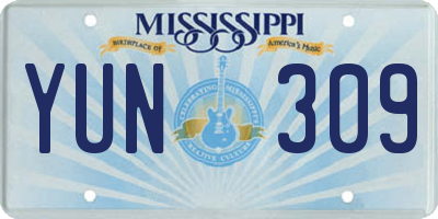 MS license plate YUN309