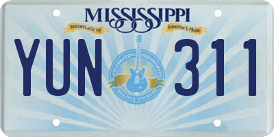 MS license plate YUN311
