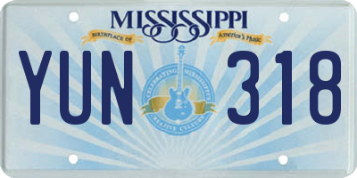 MS license plate YUN318
