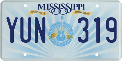 MS license plate YUN319