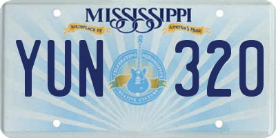 MS license plate YUN320