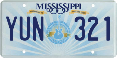 MS license plate YUN321