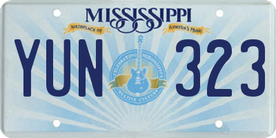MS license plate YUN323