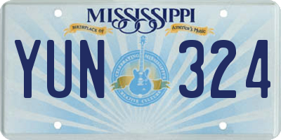 MS license plate YUN324