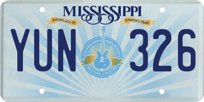 MS license plate YUN326