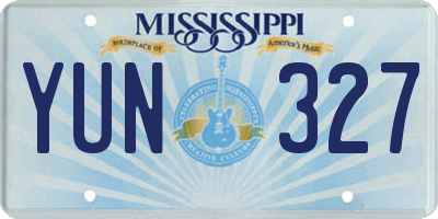 MS license plate YUN327
