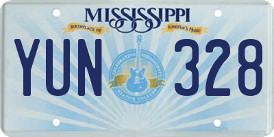 MS license plate YUN328