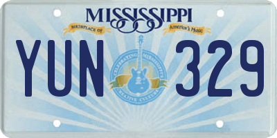 MS license plate YUN329