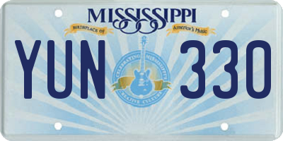 MS license plate YUN330