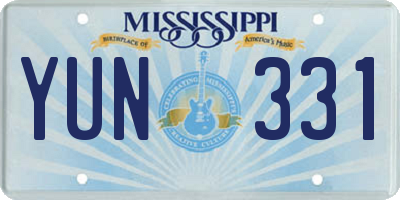 MS license plate YUN331