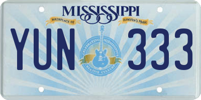 MS license plate YUN333