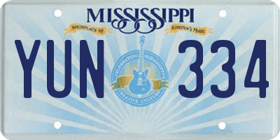 MS license plate YUN334