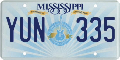 MS license plate YUN335