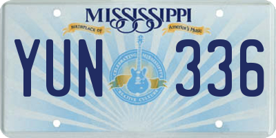 MS license plate YUN336